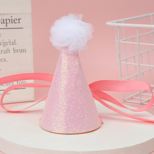 Wholesale Cute Glitter Birthday Hat Kidsren's Birthday Party Hair Crown Headdress Creative Rainbow Triangle Hat