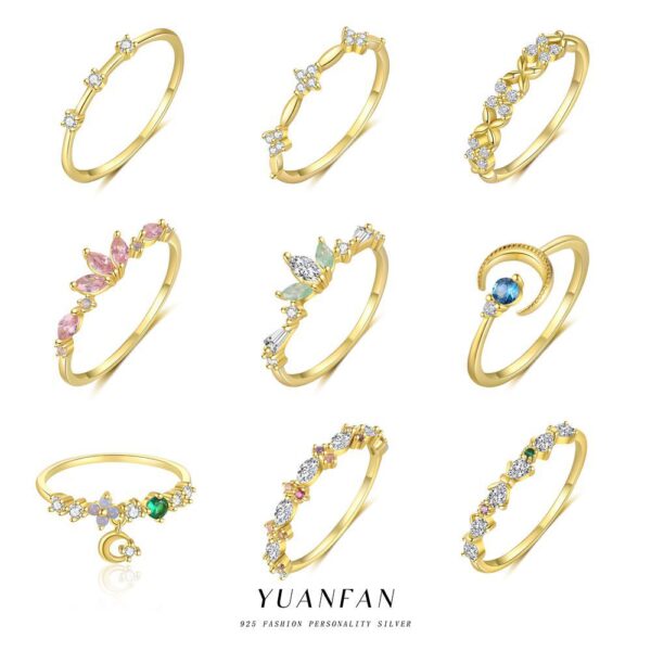 oly-8869a9c338a0955fdc8c51a8de65f221 Wholesale s925 Sterling Silver Colored Diamond Star Moon Ring