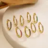 Wholesale Fashion Simple Copper Inlaid Color Diamond Round Ear Clip Earrings Women's Style Ring Light Luxury Earrings Factory Wholesale