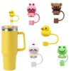 Wholesale Cute Animal Stereo Straw Cap Water Cup Straw Cover Dust-proof Straw Decorative Cap Reusable Straw Plug
