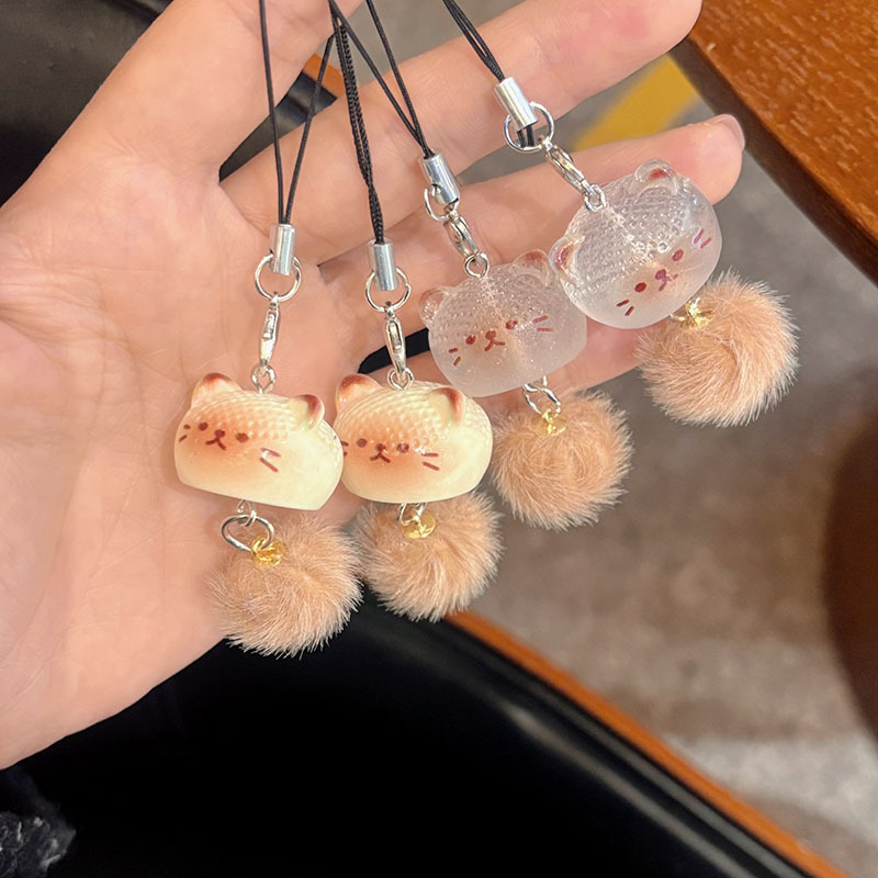 Wholesale Mobile Phone Rope J82 Plush Cat Cartoon Pendant Mobile Phone Chain Keychain Student School Bag Pendant Cole Best Friend