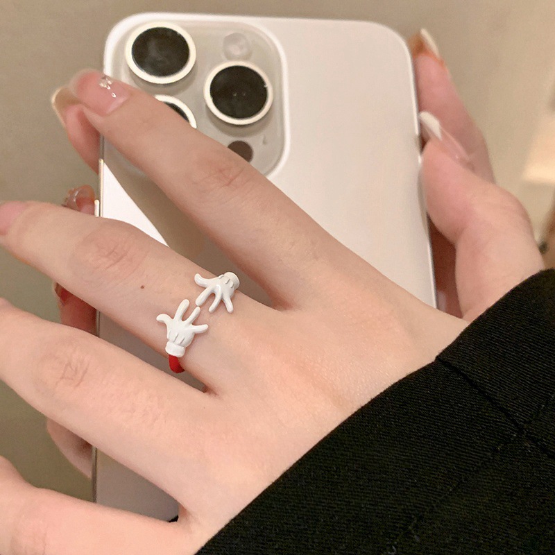 Wholesale Cute cartoon funny ring girls fashion personality niche index finger ring cold style simple open ring