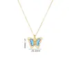 Simple Style Butterfly Stainless Steel Copper Artificial Diamond Crystal Glass Bead 18k Gold Plated Pendant Necklace