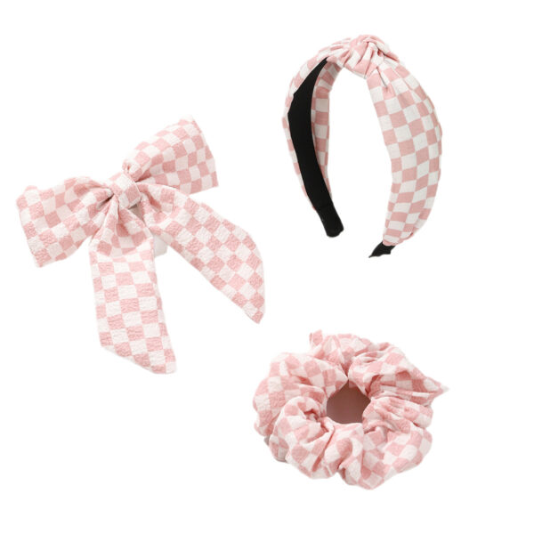 Wholesale New Checkerboard Pattern Bow Spring Clip Half-Tied Hair Clip