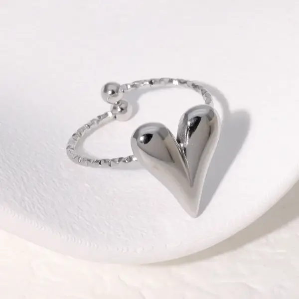 oly-887a81e1bd94752731f23cff5cfd4bac Wholesale PVD Coated Real Gold Plated 18K Gold Heart Shape 304 Stainless Steel Sweet Simple Style IG Style Waterproof Non Tarnish Open Rings