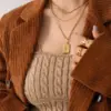 Wholesale PVD Coated Real Gold Plated 18K Gold Letter 304 Stainless Steel Fashion Waterproof Non Tarnish 304 Stainless Steel Pendant Necklace
