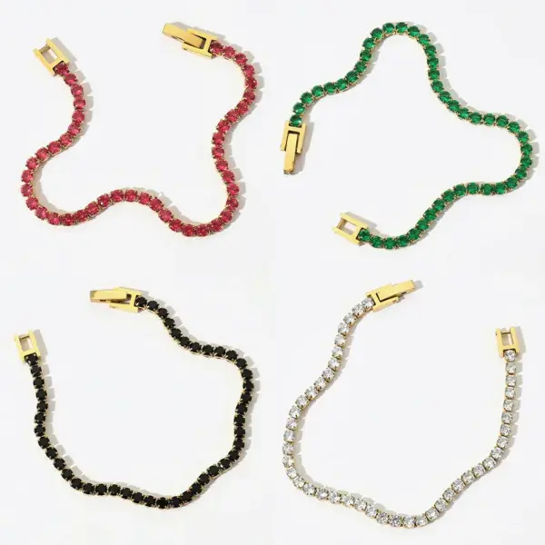 Wholesale Glam Geometric 304 Stainless Steel 16K Gold Plated White Gold Plated Gold Plated Zircon Stainless Steel Bracelets In Bulk