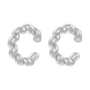Ve1153 White Gold Color C- Shaped Twist 1 Pair