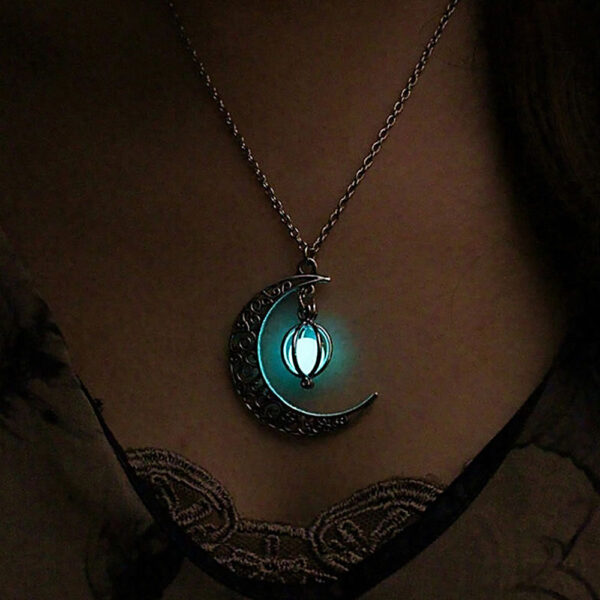 oly-889310ca31f9b6f8be66fc80c46ce588 Wholesale Cross-Border Popular Luminous Moon Pumpkin Creative Necklace Halloween Amazon Women's Necklace Alloy Clavicle Chain