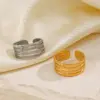 PVD Coated 18K Gold Plated Lines 304 Stainless Steel Basic Simple Style Waterproof Non Tarnish Open Rings