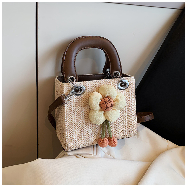Wholesale New Race Creative Straw Handbag 2025 Spring and Summer New Simple Shoulder Bag Clear Sweet Crossbody Women's Bag