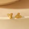 Wholesale 1 Pair Basic Simple Style Letter Solid Color 304 Stainless Steel 14K Gold Plated Ear Studs