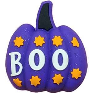 Halloween-boo pumpkin-z [glitter] silicone beads (purple + pearlescent powder)