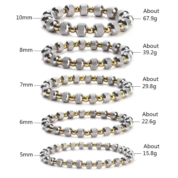 Wholesale 1 Piece Simple Style Circle Stainless Steel Beaded Plating Bracelets
