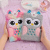 Wholesale Cartoon plush notebook with cute big eyes embroidery and lock