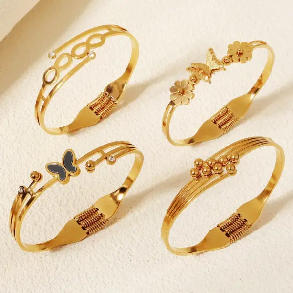 Wholesale Elegant Lady Letter Heart Shape Butterfly 304 Stainless Steel Bangle In Bulk