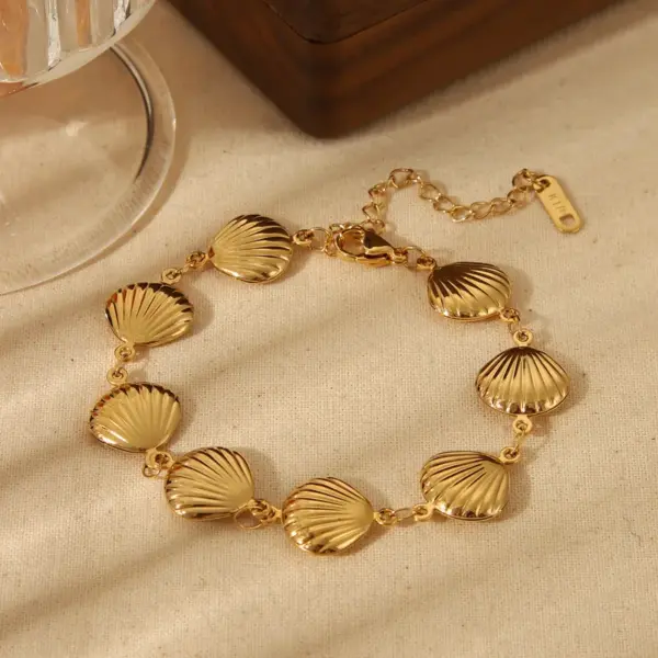 Wholesale Jewelry IG Style Commute Shell 304 Stainless Steel 18K Gold Plated Three-Dimensional Bracelets Necklace