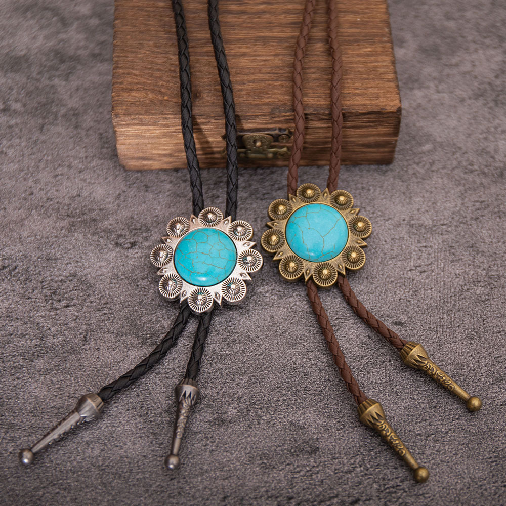 Wholesale Turquoise Pattern Alloy Aessories lo Tie Fashion Collar Necklace