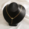 Wholesale titanium steel turquoise fan-shaped clavicle chain necklace stainless steel retro light temperament necklace