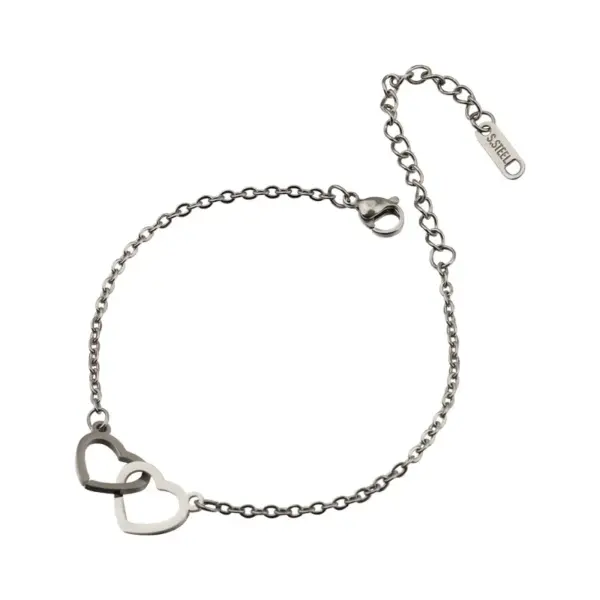 Wholesale PVD Coated 18K Gold Real Gold Plated Heart Shape Stainless Steel Sweet Waterproof Non Tarnish 304 Stainless Steel Bracelets