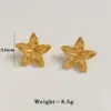 Wholesale PVD Coated Real Gold Plated 16K White Plating Leaves Flower 304 Stainless Steel Casual Modern Style Waterproof Non Tarnish Ear Studs