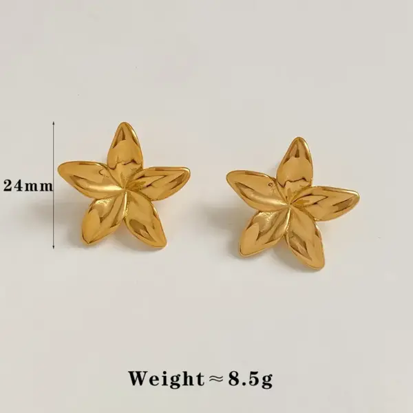 Wholesale PVD Coated Real Gold Plated 16K White Plating Leaves Flower 304 Stainless Steel Casual Modern Style Waterproof Non Tarnish Ear Studs