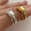 Wholesale 304 Stainless Steel Solid Color PVD Coated 18K Real Gold Plated Simple Style Classic Style Waterproof Non Tarnish Plating Gold Open Rings