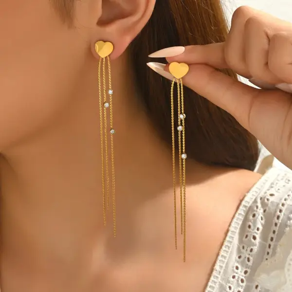Wholesale A Set Of 304 Stainless Steel With 18K Gold-plated Heart-shaped Simple Earrings For Everyday Wear