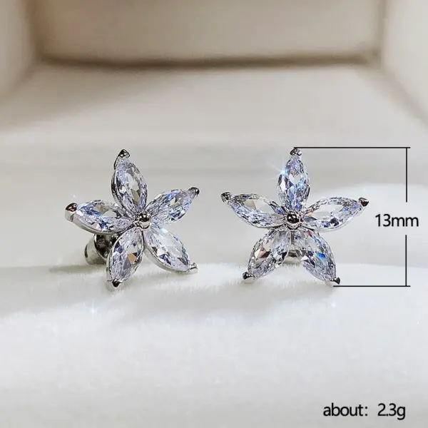Korean Color Star Flowers Five-pointed Star Ladies Copper Earrings