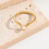 Wholesale PVD Coated Real Gold Plated 14K Gold Solid Color 304 Stainless Steel Elegant Simple Style Waterproof Non Tarnish Rings