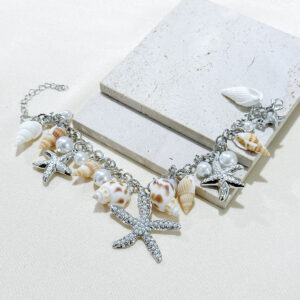 Silver starfish shell bracelet
