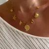 Wholesale Jewelry Retro Exaggerated Commute Starfish Conch Shell 304 Stainless Steel 18K Gold Plated Pendant Necklace