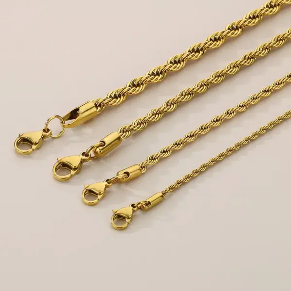 Wholesale Ion Plating (IP) 18K Gold Plated Twist 304 Stainless Steel Simple Style Waterproof Non Tarnish 304 Stainless Steel Bracelets