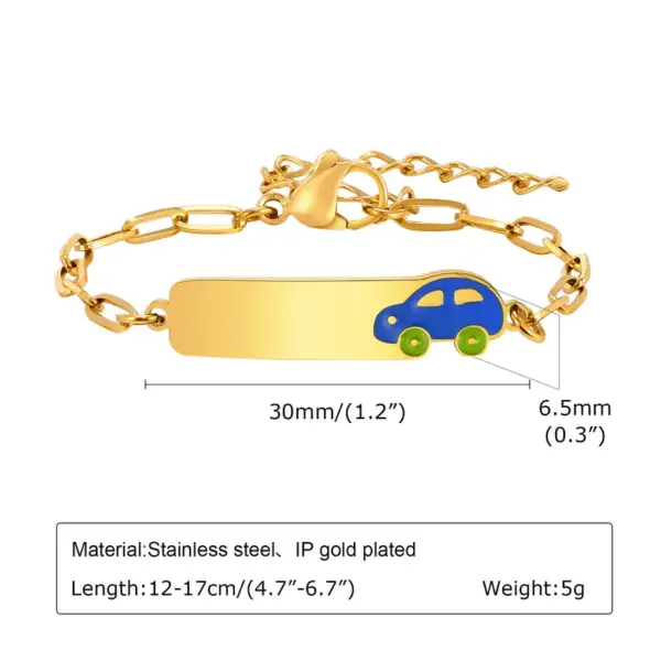 Wholesale PVD Coated Real Gold Plated 18K Gold Car Football 304 Stainless Steel Cute Simple Style Waterproof Non Tarnish 304 Stainless Steel Bracelets