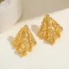 Wholesale Geometric Stripe Water Plated 304 Stainless Steel No Inlay Material Hammered Stud Earrings Female Vintage Plated Imitation Gold