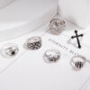 Wholesale Punk style cross skull ring set