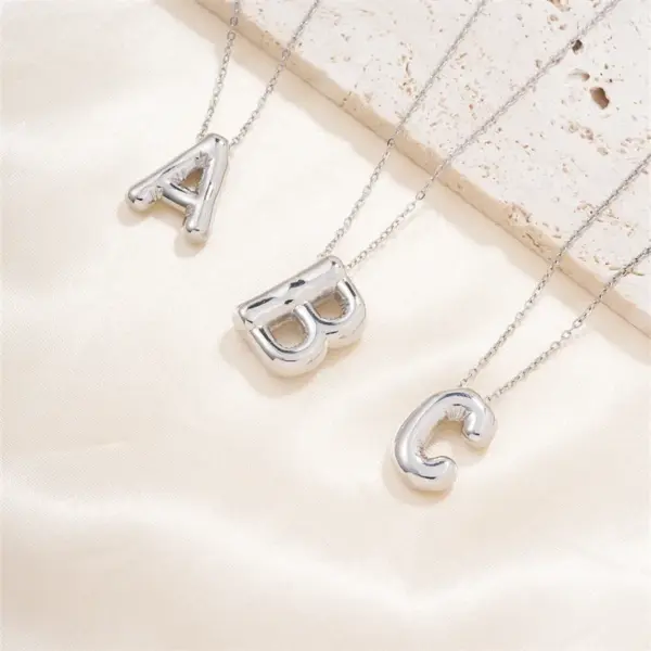 Wholesale 304 Stainless Steel Copper Rhodium Plated Hip-Hop Modern Style Classic Style Plating Letter Pendant Necklace