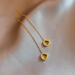 【XKE0365】Hollow Four-Leaf Flower Ear Thread / Gold