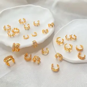 Wholesale 1 Pair Elegant Butterfly Plating Inlay Copper Zircon 18k Gold Plated Ear Cuffs