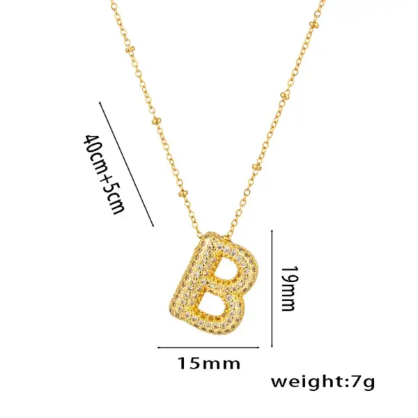 Wholesale Titanium Steel Copper 18K Gold Plated Casual Simple Style Inlay Letter Zircon Pendant Necklace