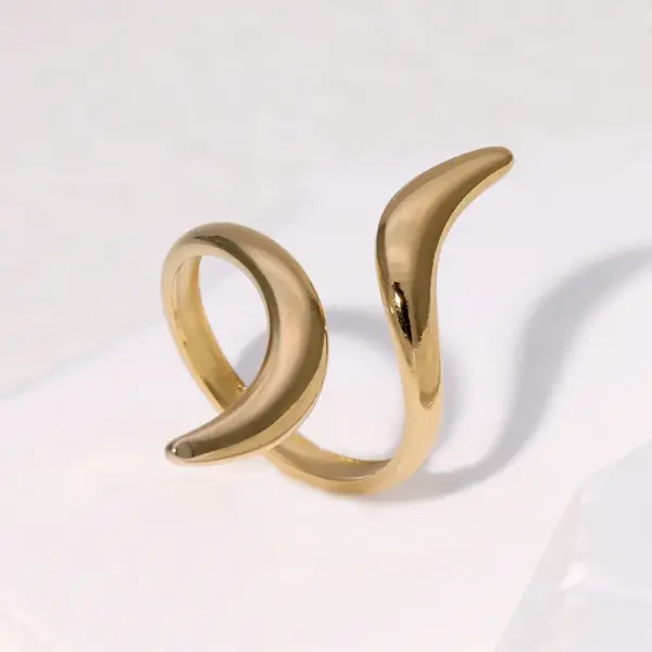 PVD Coated Real Gold Plated 18K Gold Geometric 304 Stainless Steel Simple Style Waterproof Non Tarnish Open Rings
