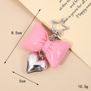 K3692 Leather bow pendant five-pointed star buckle Barbie pink / pendant