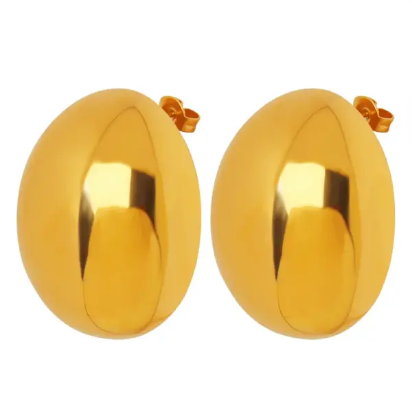Wholesale PVD Coated Real Gold Plated 18K Gold Oval 304 Stainless Steel Simple Style Artistic Waterproof Non Tarnish Ear Studs
