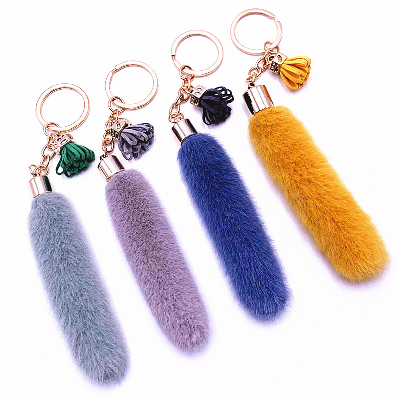 Wholesale Creative Tassel Keychain Cute Bag Cartoon Plush Pendant Car Key Chain Ring Pendant Aessories Small Gift