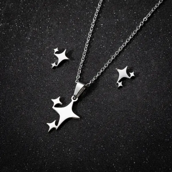 Wholesale PVD Coated 18K Gold Real Gold Plated Star 201 Stainless Steel Simple Style Waterproof Non Tarnish Earrings Necklace