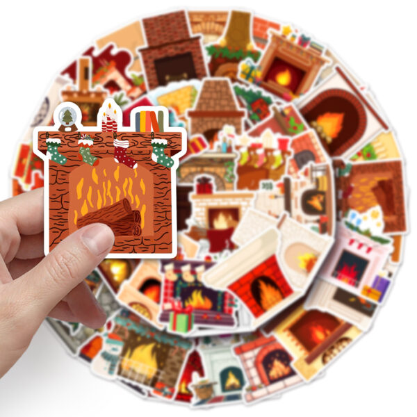 Wholesale 50 pcs/pack fireplace graffiti stickers Christmas decorative stickers