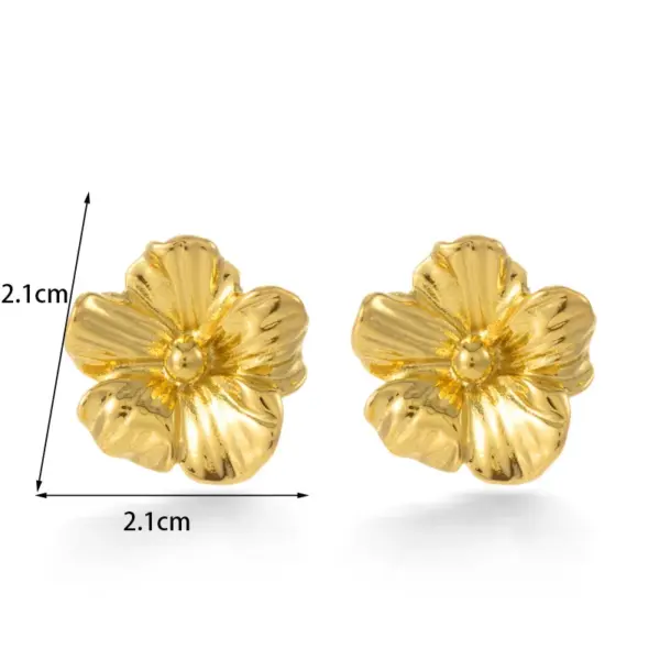 Wholesale PVD Coated Flower 304 Stainless Steel Vintage Style French Style Simple Style Waterproof Non Tarnish Ear Studs