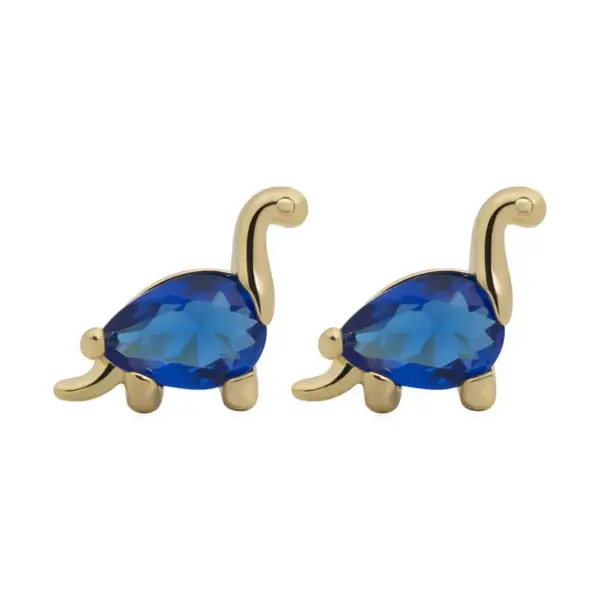 Wholesale 1 Piece Simple Style Dinosaur Inlay Copper Gem Ear Studs