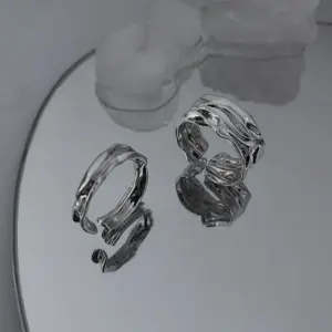 19# Open Ring-Silver Irregular Geometry (2-Piece Set)