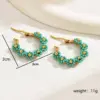 Wholesale 1 Pair Vacation Flower Plating 201 Stainless Steel Plastic 18K Gold Plated Hoop Earrings
